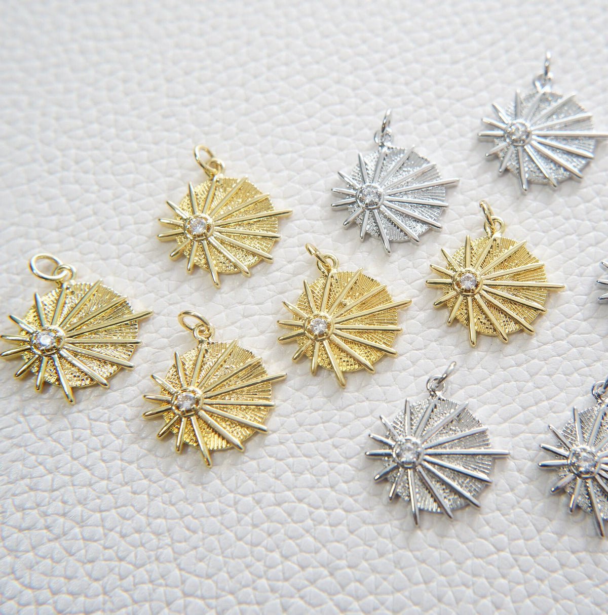Gold Sun Charms,18K Gold Filled Sun Pendant,Celestial Charm Bracelet Necklace for DIY Jewelry Making Supply