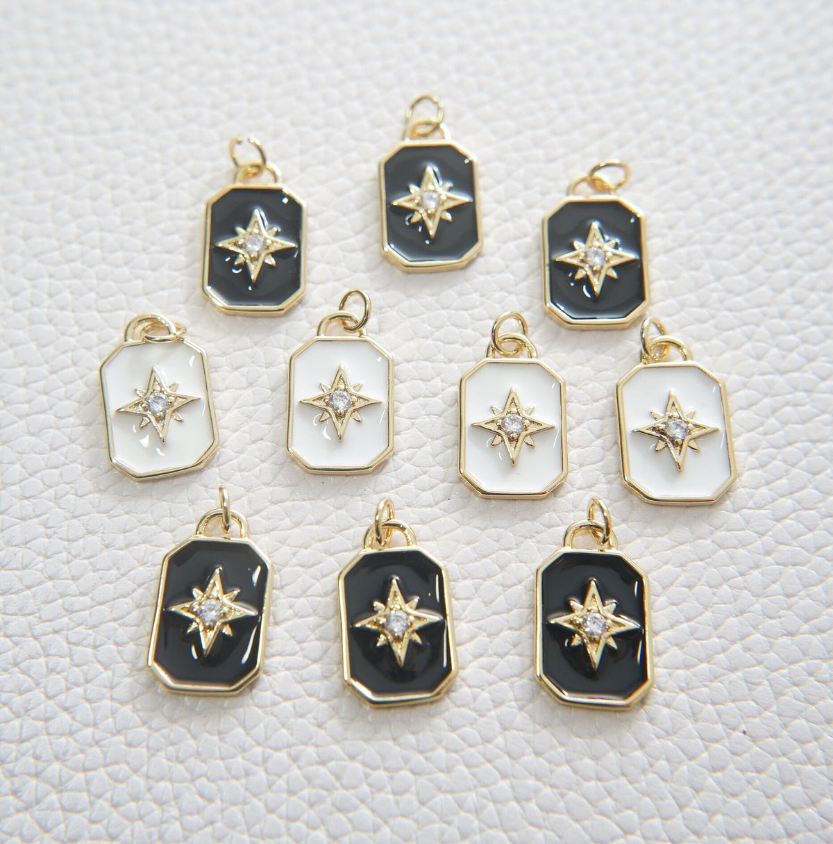 18K Gold Filled Enamel North Star Charm Pendant for Jewelry Making