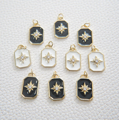 18K Gold Filled Enamel North Star Charm Pendant for Jewelry Making