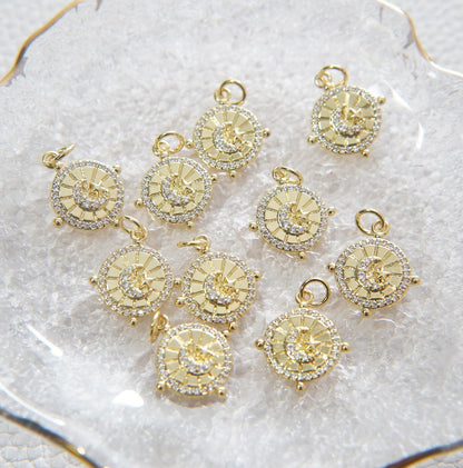 Gold Star Charms,18K Gold Filled Moon Pendant,Star Charm Bracelet Necklace for DIY Jewelry Making Supply