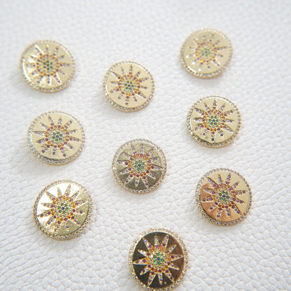 Gold Sun Charms,18K Gold Filled Sun Pendant,Celestial Charm Bracelet Necklace for DIY Jewelry Making Supply