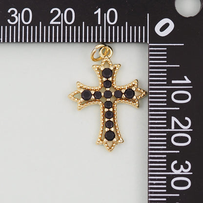 18K Gold Filled Cross Charm Pendant for Jewelry Making