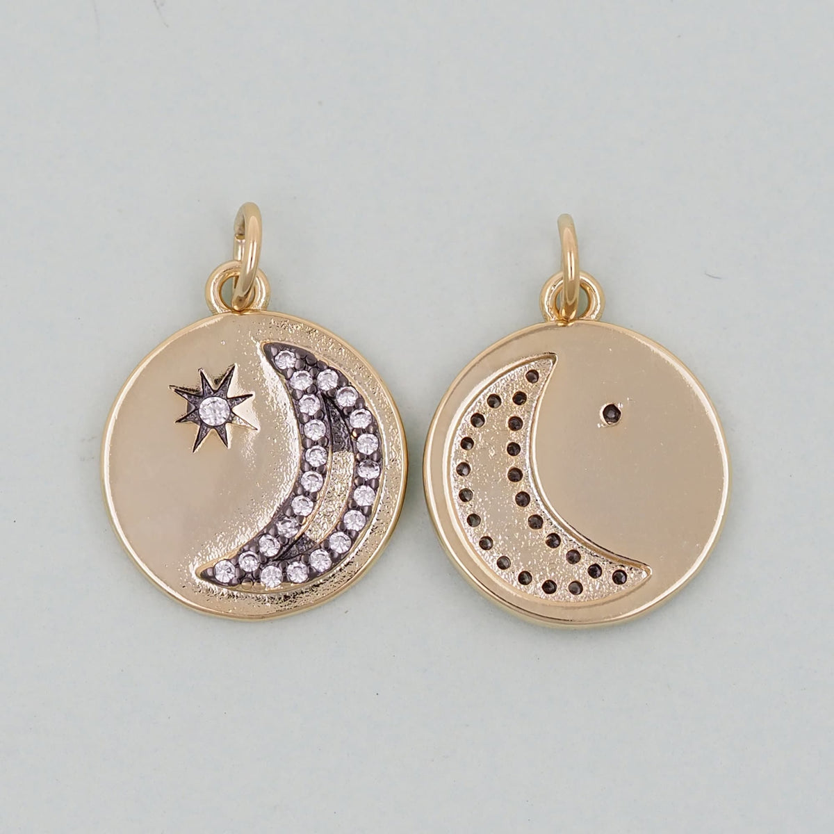 Gold Moon Charms,18K Gold Filled Moon Pendant,Moon Charm Bracelet Necklace for DIY Jewelry Making Supply