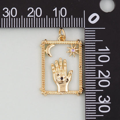 Gold Hamsa Hand Charms,18K Gold Filled Hamsa Pendant,Hamsa Hand Charm Bracelet Necklace for DIY Jewelry Making Supply