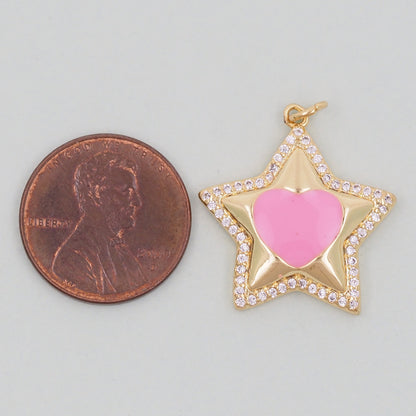 18K Gold Filled Star Pendant,Star Charm Bracelet Necklace for DIY Jewelry Making Supply