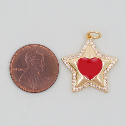 18K Gold Filled Star Pendant,Star Charm Bracelet Necklace for DIY Jewelry Making Supply