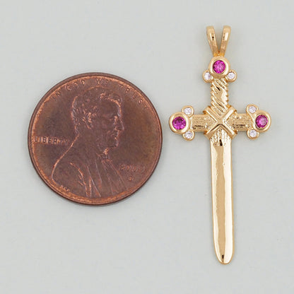Gold Sword Charms,18K Gold Filled Sword Pendant,Sword Charm Bracelet Necklace for DIY Jewelry Making Supply