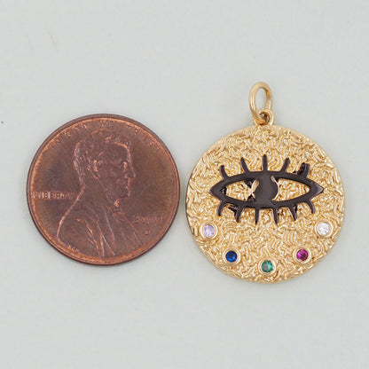 Gold Evil Eye Charms,18K Gold Filled Evil Eye Pendant,Evil Eye Charm Bracelet Necklace for DIY Jewelry Making Supply