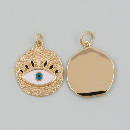 18K Gold Filled Evil Eye Charm Pendant for Jewelry Making