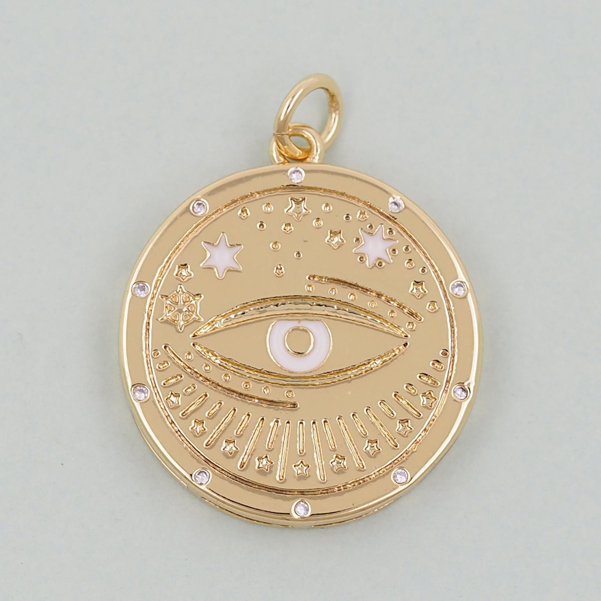 18K Gold Filled Evil Eye Pendant,Evil Eye Charm Bracelet Necklace for DIY Jewelry Making Supply