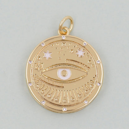 18K Gold Filled Evil Eye Pendant,Evil Eye Charm Bracelet Necklace for DIY Jewelry Making Supply