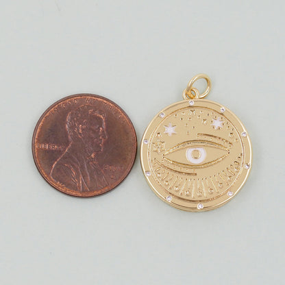 18K Gold Filled Evil Eye Pendant,Evil Eye Charm Bracelet Necklace for DIY Jewelry Making Supply