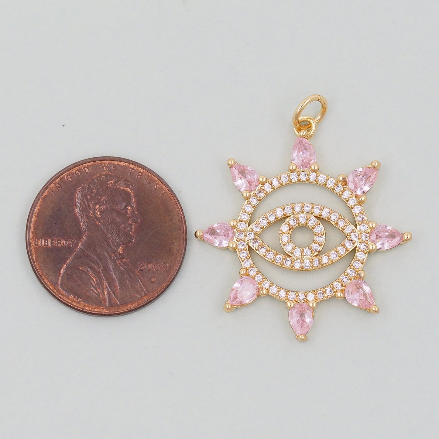 18K Gold Filled Evil Eye Pendant,Evil Eye Charm Bracelet Necklace for DIY Jewelry Making Supply
