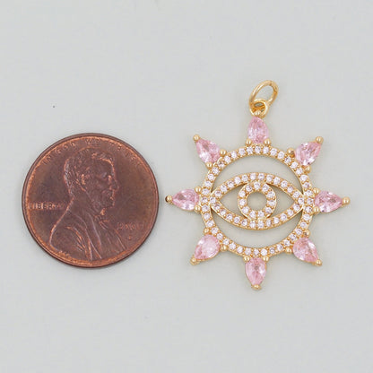 18K Gold Filled Evil Eye Pendant,Evil Eye Charm Bracelet Necklace for DIY Jewelry Making Supply