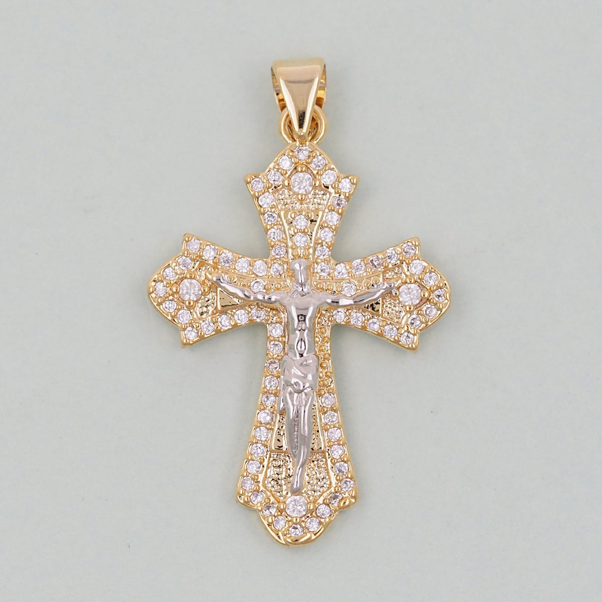 18K Gold Filled Cross Pendant,Cross Charm Bracelet Necklace for DIY Jewelry Making Supply