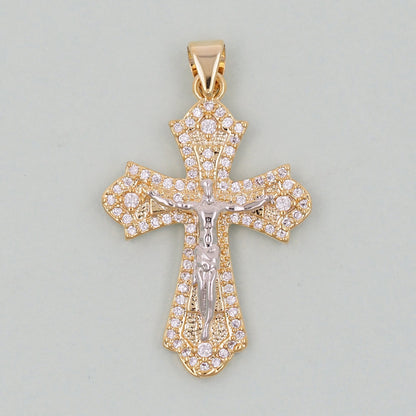 18K Gold Filled Cross Pendant,Cross Charm Bracelet Necklace for DIY Jewelry Making Supply