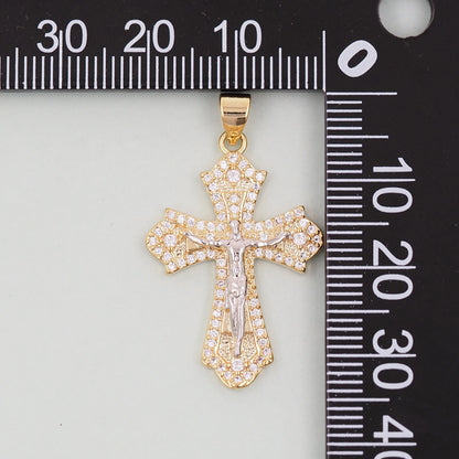 18K Gold Filled Cross Pendant,Cross Charm Bracelet Necklace for DIY Jewelry Making Supply