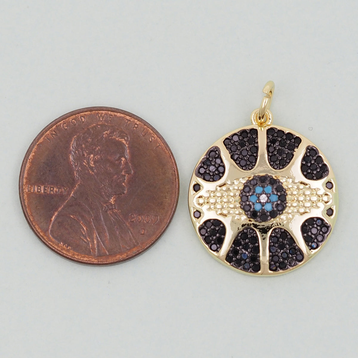 18K Gold Filled Evil Eye Charm Pendant for Jewelry Making