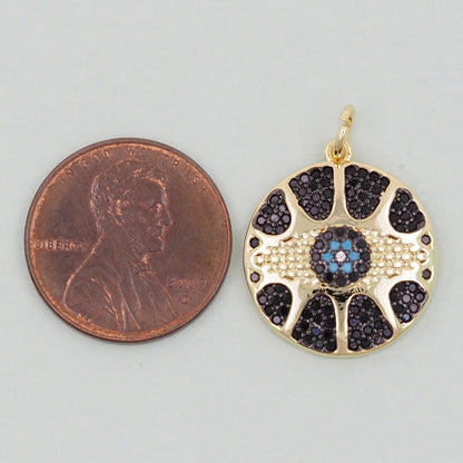 18K Gold Filled Evil Eye Charm Pendant for Jewelry Making