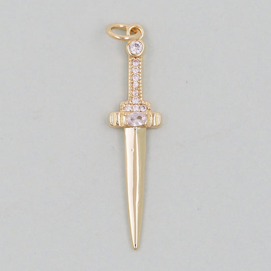 18K Gold Filled Dagger Pendant,Dagger Charm Bracelet Necklace for DIY Jewelry Making Supply