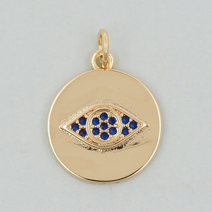 18K Gold Filled Evil Eye Pendant,Evil Eye Charm Bracelet Necklace for DIY Jewelry Making Supply