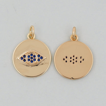 18K Gold Filled Evil Eye Pendant,Evil Eye Charm Bracelet Necklace for DIY Jewelry Making Supply