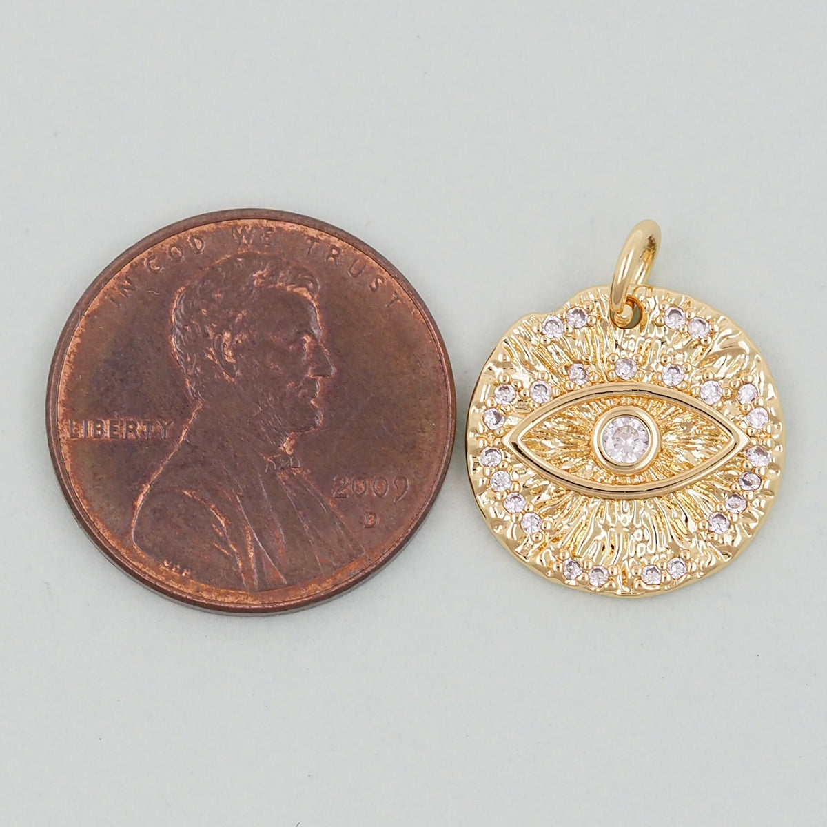 18K Gold Filled Evil Eye Charm Pendant for Jewelry Making