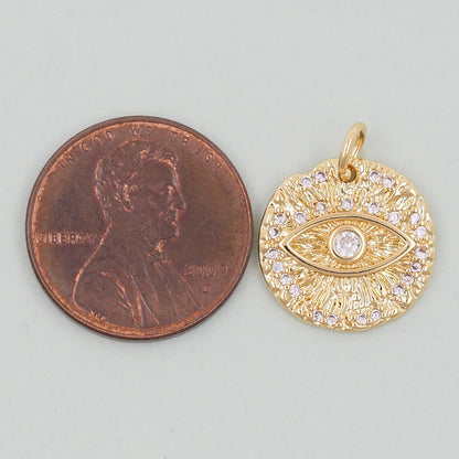 18K Gold Filled Evil Eye Charm Pendant for Jewelry Making