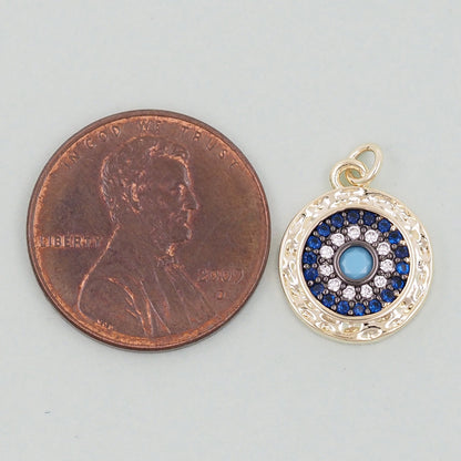 18K Gold Filled Evil Eye Charm Pendant for Jewelry Making