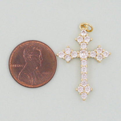 18K Gold Filled Cross Pendant,Cross Charm Bracelet Necklace for DIY Jewelry Making Supply