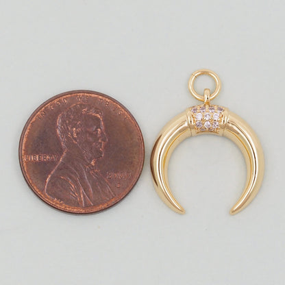 18K Gold Filled Horn Pendant,Horn Charm Bracelet Necklace for DIY Jewelry Making Supply