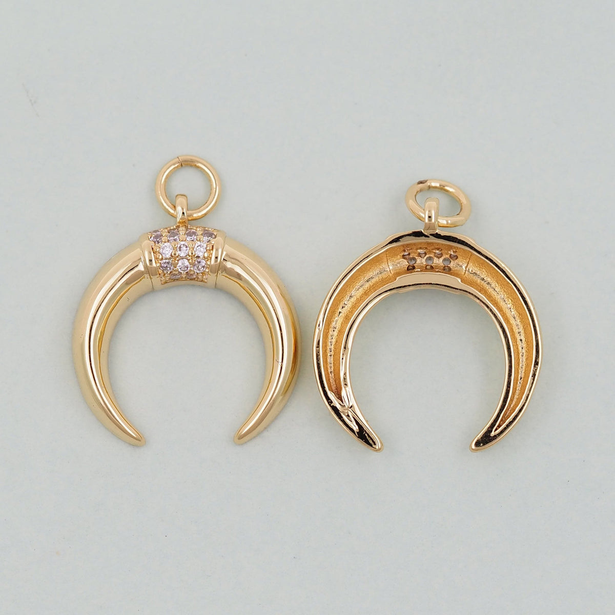 18K Gold Filled Horn Pendant,Horn Charm Bracelet Necklace for DIY Jewelry Making Supply