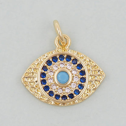 18K Gold Filled Evil Eye Pendant,Evil Eye Charm Bracelet Necklace for DIY Jewelry Making Supply