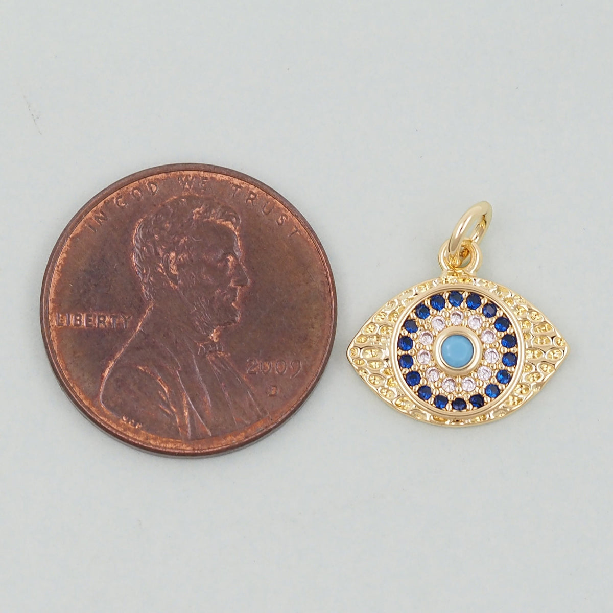 18K Gold Filled Evil Eye Pendant,Evil Eye Charm Bracelet Necklace for DIY Jewelry Making Supply