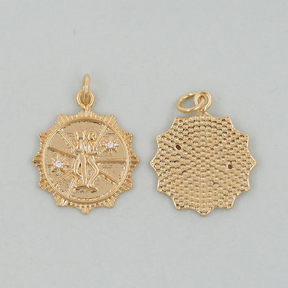 18K Gold Filled Gemini Pendant,Gemini Charm Bracelet Necklace for DIY Jewelry Making Supply