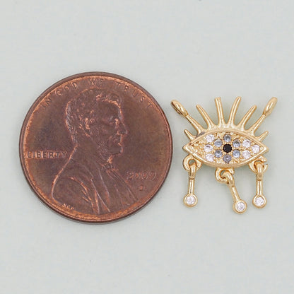 18K Gold Filled Evil Eye Charm Pendant for Jewelry Making