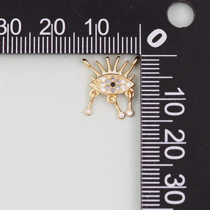 18K Gold Filled Evil Eye Charm Pendant for Jewelry Making