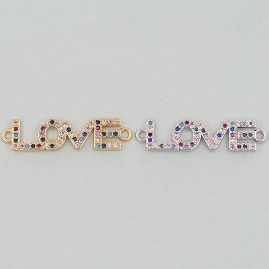 Gold Love Connector Charms,18K Gold Filled Love Pendant,Love Charm Bracelet Necklace for DIY Jewelry Making Supply