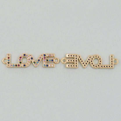 Gold Love Connector Charms,18K Gold Filled Love Pendant,Love Charm Bracelet Necklace for DIY Jewelry Making Supply