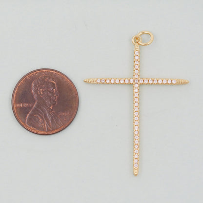 Gold Cross Charms,18K Gold Filled Cross Pendant,Cross Charm Bracelet Necklace for DIY Jewelry Making Supply