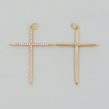 Gold Cross Charms,18K Gold Filled Cross Pendant,Cross Charm Bracelet Necklace for DIY Jewelry Making Supply