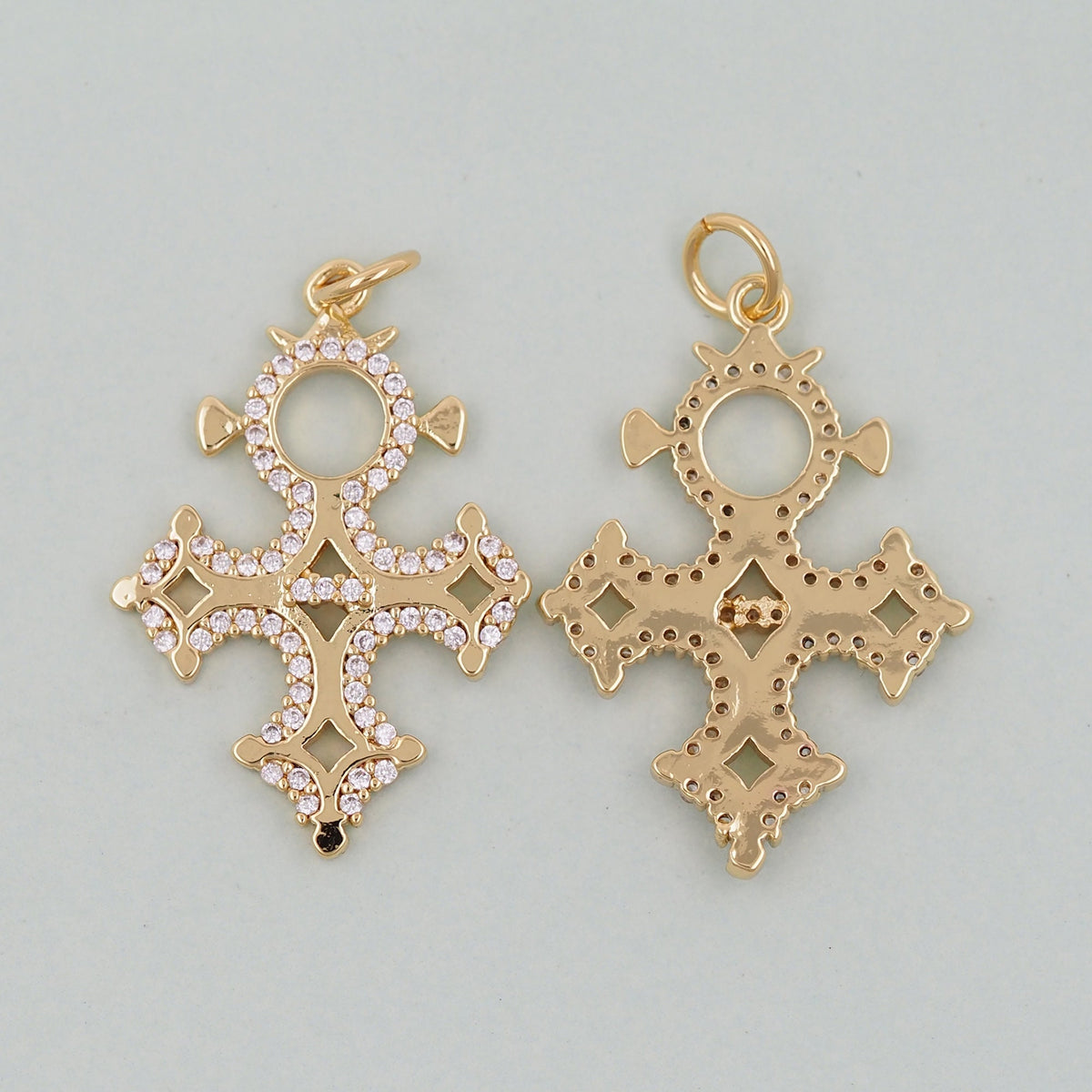 18K Gold Filled Cross Pendant,Cross Charm Bracelet Necklace for DIY Jewelry Making Supply