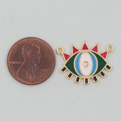 18K Gold Filled Evil Eye Charm Pendant for Jewelry Making