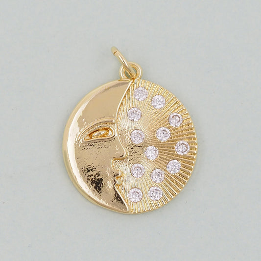 Gold Moon Charms,18K Gold Filled Moon Pendant,Moon Charm Bracelet Necklace for DIY Jewelry Making Supply