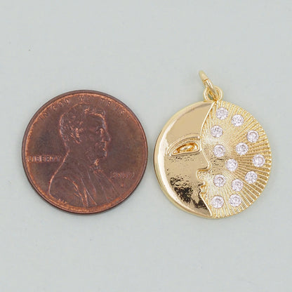 Gold Moon Charms,18K Gold Filled Moon Pendant,Moon Charm Bracelet Necklace for DIY Jewelry Making Supply