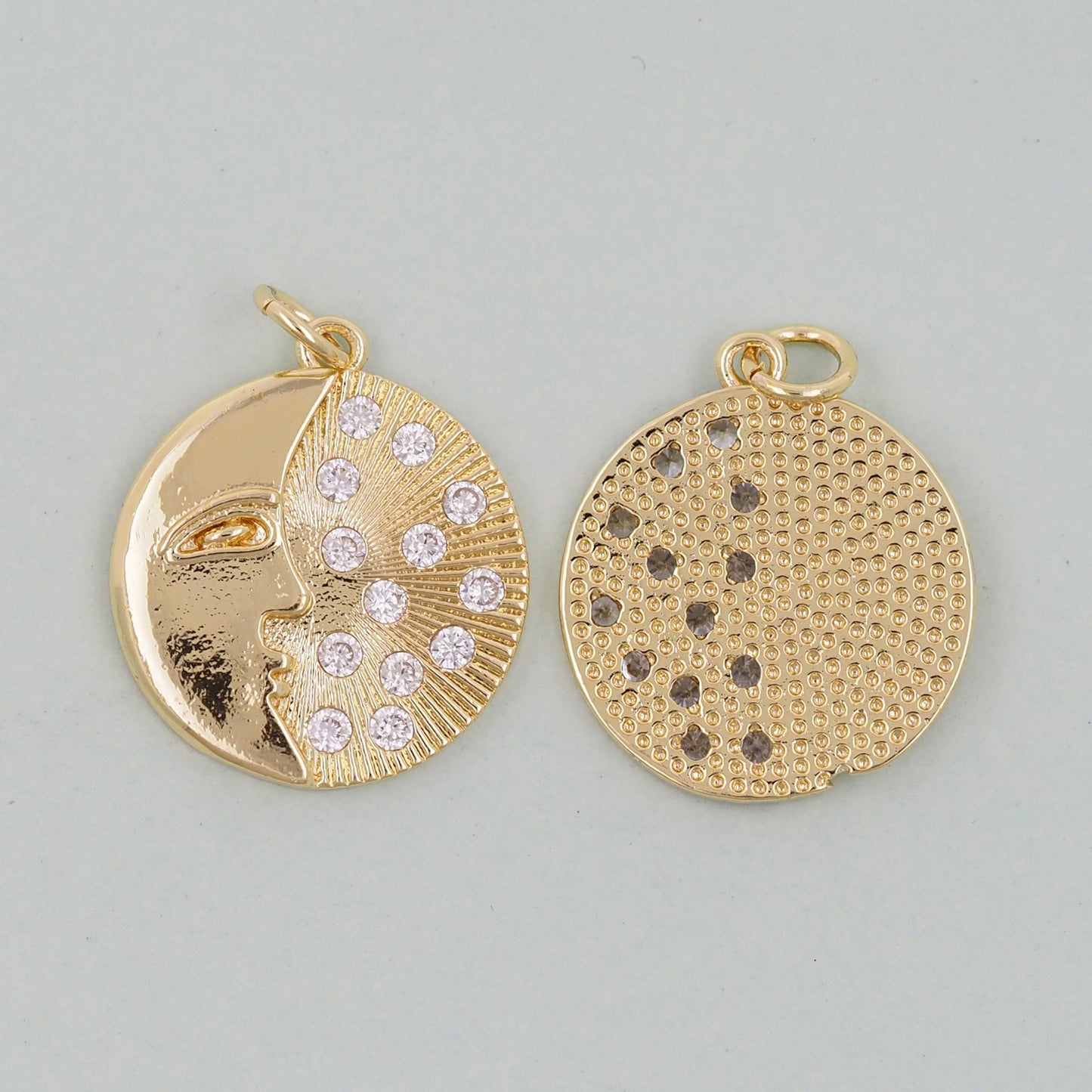 Gold Moon Charms,18K Gold Filled Moon Pendant,Moon Charm Bracelet Necklace for DIY Jewelry Making Supply
