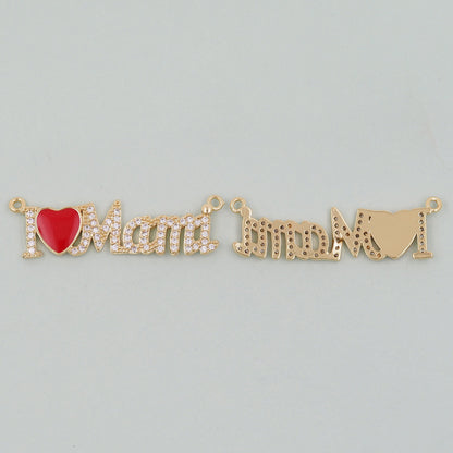 18K Gold Filled Mama Pendant,CZ Micro Pave Mama Charm Bracelet Necklace for DIY Jewelry Making Supply