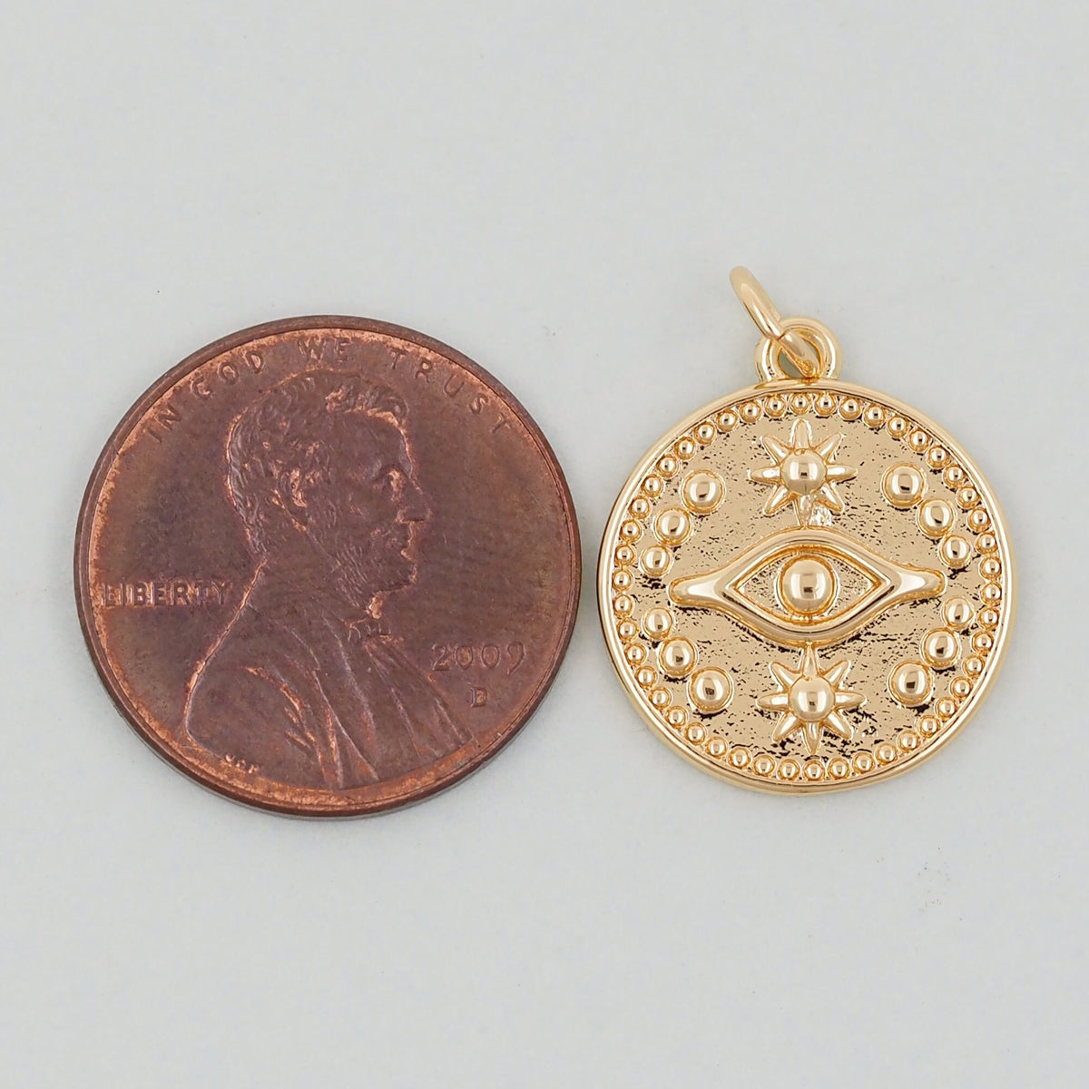 18K Gold Filled Evil Eye Charm Pendant for Jewelry Making