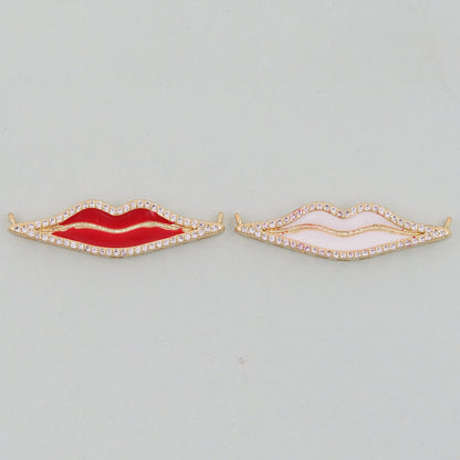 18K Gold Filled Lips Pendant,Lips Charm Bracelet Necklace for DIY Jewelry Making Supply