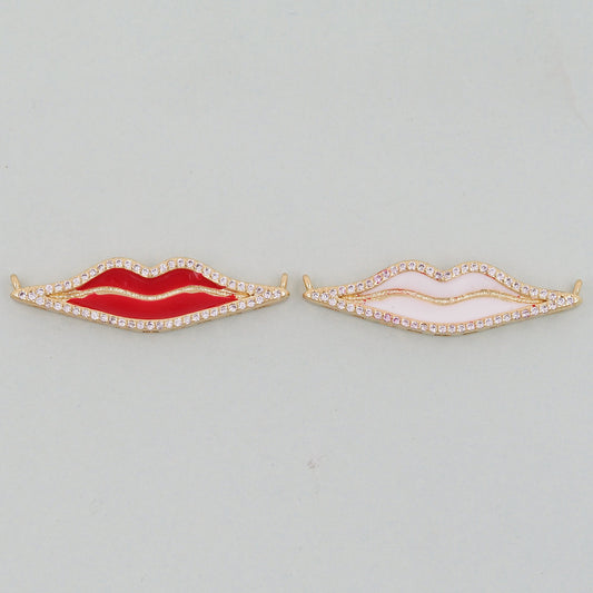 18K Gold Filled Lips Pendant,Lips Charm Bracelet Necklace for DIY Jewelry Making Supply